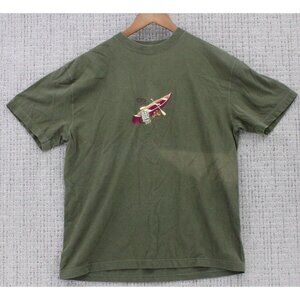 Vintage Old Favorites Shirt Mens Large L Brown Platte Lake Boat Embroidered 90s